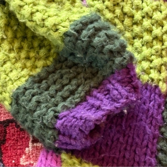 RARE Anthropologie FRNCH MAELIA - purple green knit Chunky Paris Cardigan S/M - Picture 5 of 14